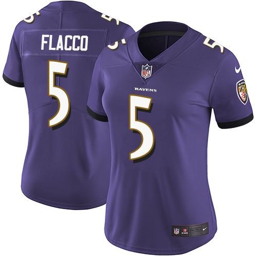 Nike Ravens #5 Joe Flacco Purple Team Color Women's Stitched NFL Vapor Untouchable Limited Jersey